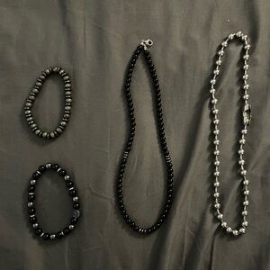 Elegant Black and Silver Beaded Jewelry Set